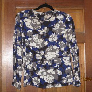 Gianni-Blue-Taupe-Beige Flower Blouse